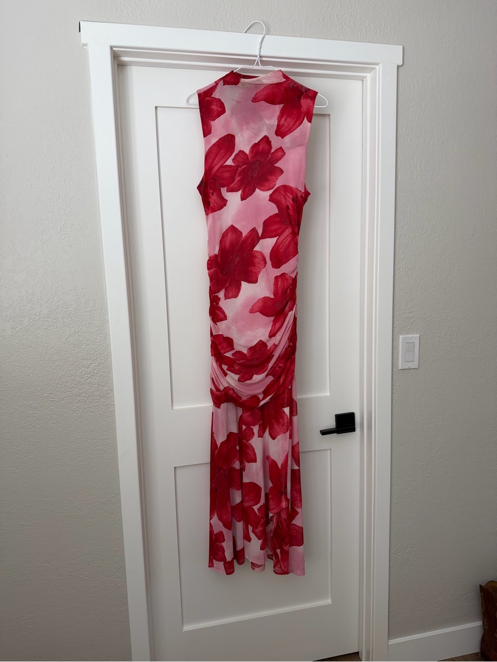 Sincerely Jules Pink Maxi Dress with Red Floral Print